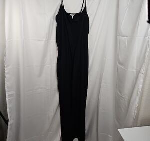 Heritage 1981 Black Pant Jumpsuit Sz Large Adjustable Straps Vacation Travel